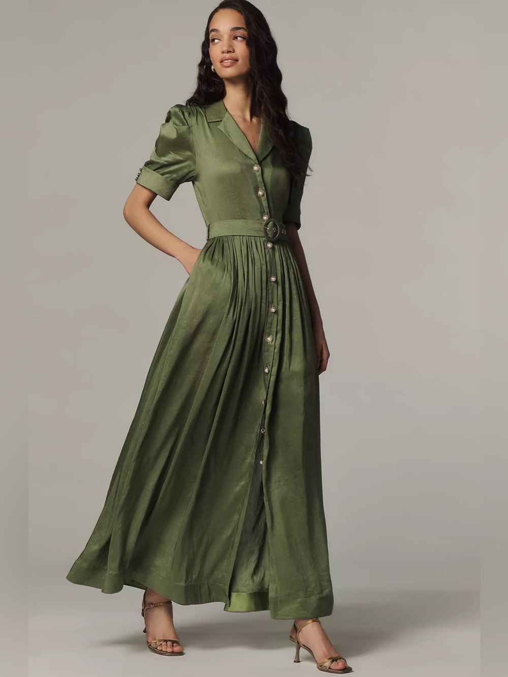 Aqua Blu Eloise Linen Silk Midi Dress